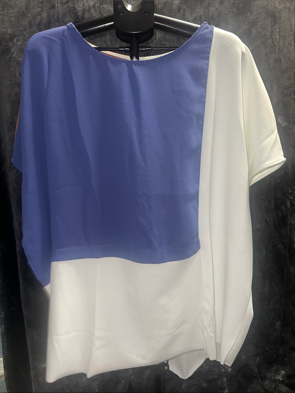 Hayden Two-Tone Blue and White Draped Blouse